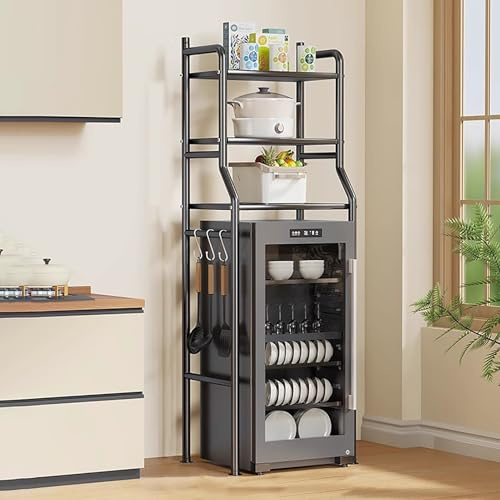 Compact Microwave Storage Rack Sturdy Mini Fridge Stand with Large Storage Space Kitchen nizer Unit for Appliances Bedroom Use (Black 48x155cm)