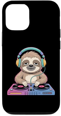 DJ Paresseux avec Casque Et Platines Coque pour iPhone 12/12 Pro