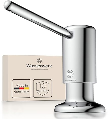 Wasserwerk Seifenspender Chrom | Einbau Seifenspender Küche | Spülmittelspender Küche Einbau | hochwertiges Messing | Made in Germany