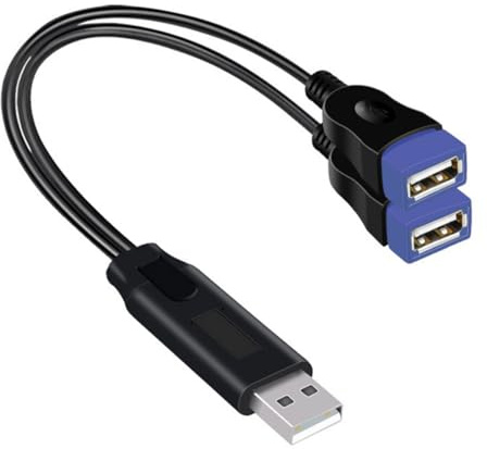 Mirweon Cable divisor USB de 2 puertos, doble hembra a macho, adaptador para carga y sincronización de datos para laptop, teléfono, concentrador, divisor USB