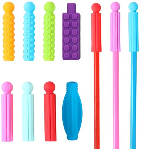8 cappucci masticabili per penne, bastoncino da mordere, per favorire la concentrazione, collana masticabile, chewies, smocare