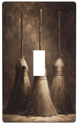 Three Brooms Vintage Light Switch Cover Decorative Single Toggle 1 Gang Wall Plate For Kitchen Farmhouse Bedroom Bathroom Art Decor