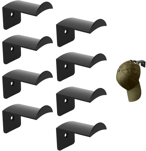 ZHABAYEN 8 Pcs Adhesive Hat Hooks,No Drilling Cap Hooks for Wall | Hat Rack with Screws, Hat Holder for Baseball Caps,Cowboy, Modern Hat Hangers Storage for Door, Closet, Office, Bedroom