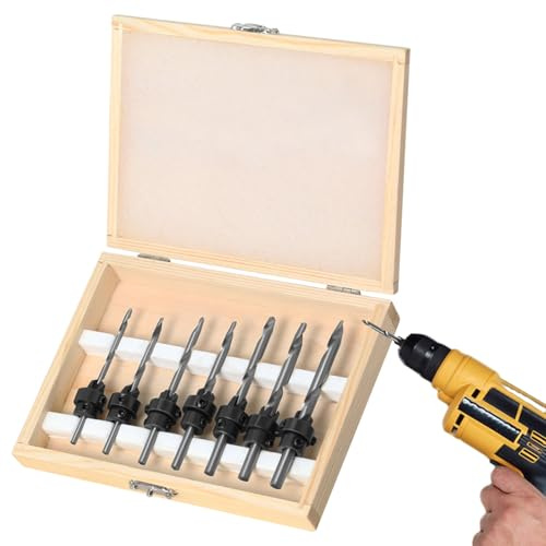 Set Di Punte Scanalatrici,Strumenti Di Carpenteria In Acciaio Conico | Set Di 7 Punte Per Contrasto | Per Mobili Riparazioni Casa Costruzione Di Terrazze Meccaniche E Carpenteria