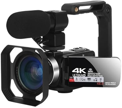 Appareils Photo numériques 4k, caméscope Professionnel for caméra vidéo Vlog WiFi 48MP, Zoom numérique 18X, Webcam Vlogging(No TF Card,C)