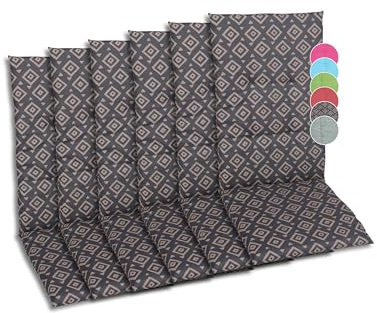 GO-DE Textil Bequeme und attraktive Polsterauflagen für Hochlehner-Gartenstühle (6er-Set, Raute grau, Hochlehner)