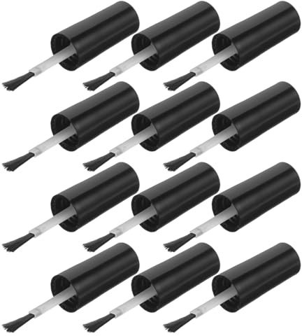 20 Tapas de Repuesto Botellas de Esmalte de Uñas con Cepillo Negras | Plástico y Fibra Artificial, Cerdas Suaves Aplicación Precisa, para Salones de Belleza y Uso en Casa