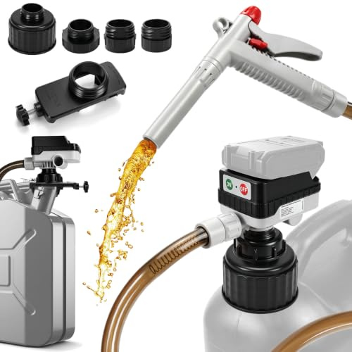 Batteridriven bränslepump, kompatibel med Makita 18 V-batteri (utan batteri), bärbar elektrisk bensinpump med 15 l/min och 4 adaptrar, 130 cm lång slang för olja, bensin och diesel (manuell)