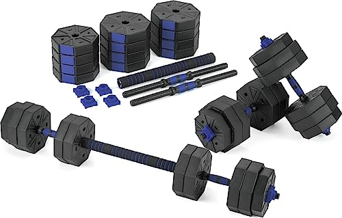 Gymtek Hanteln Set 2in1 Kurzhanteln und Langhantel, Hanteln Verstellbar, Gewicht Krafttraining Zuhause, Kurzhanteln 2er Set und Langhantelstange, Gewichte Hantel, Home Gym, Sport
