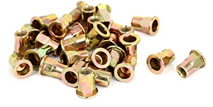 sourcing map 30 Stk. Nietmuttern M6x15mm Halbes Sechskant Körper flach Kopf Blind Gewindeeinsätze Mutter