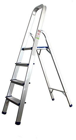 ALU Leiter Haushaltsleiter mit 4 Stufen Mehrzweckleiter Multifunktion Mehrzweck