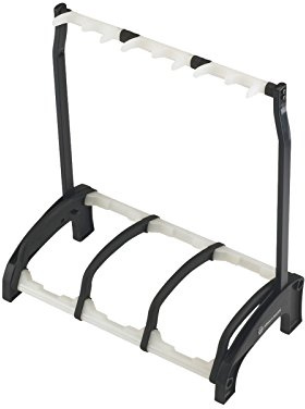 K&M 17513 3-fach Gitarrenständer Guardian 3 Schwarz mit transluzenten Elementen – Für Nitrolack geeignet