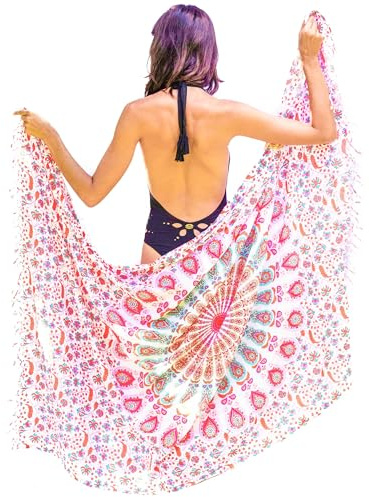 Mandala Life ART Damen Sarong, Pareo,Bikini Vertuschen, Strandtuch,Wickelrock, TapisserieWickeltuch Schal Halstuch - Hochwertiger Rayon - Weich und Leicht