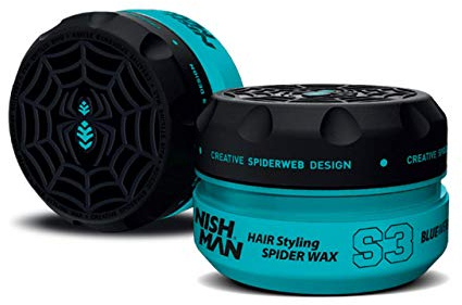 NISHMAN Aqua Spider Wax S3 – Blue Web 150g – Profumo di Pisello Dolce – Tenuta Forte e Finitura Lucida Cera per Capelli da Uomo, Styling Flessibile per Tutti i Tipi di Capelli