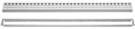 Schluter Kerdi-Line Brushed Stainless Steel Grate Kit for Tile and Stone Coverings - Adjustable, Square Design - 3/4 Frame, 24 Length - KL1B19EB60