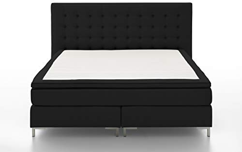 Atlantic Home Collection Boxspringbett ANNI, 160x200 cm, inklusive Topper (Härtegrad H3), schwarz