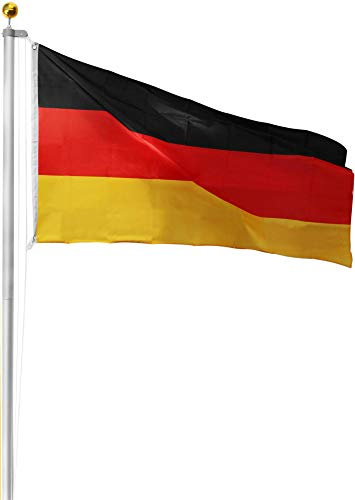 Aluminium Fahnenmast 6,20 6,80 oder 7,50 meter Höhe inkl. Deutschlandfahne mit Adler oder Österreich 90x150 Farbe Deutschland Größe 9.0 Meter