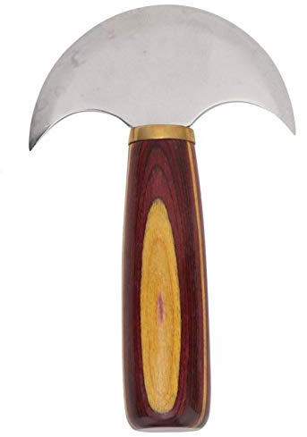 Couteau Demi-Lune, Facile à contrôler avec Manche en Bois Couteau de Maroquinerie Rond Polyvalent, pour Le Cuir Carfting(Small)