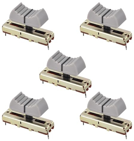 sourcing map 5 Stück Fader Variable Widerstände Mixer 35mm Gerade Rutsche Potentiometer B50K Ohm Grau Schwarz Knöpfe