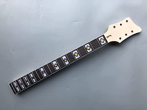 Yinfente Gitarrenhals, 22 Bünde, 64,8 cm, Ahornholz, Palisanderholz, Blockeinlage, Schraubverschluss, DIY-Gitarren-Ersatz (64,8 cm)