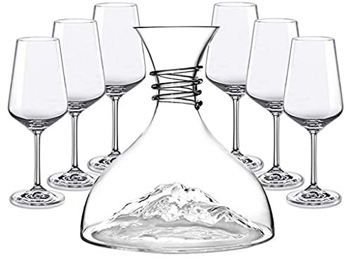 Decanter per vino rosso - 100% vetro soffiato a bocca senza piombo Set di decanter per grappa elegante Hanade Accessori per grappa per aerazione Decanter Regalo per amici e familiari Modern SIZE 4