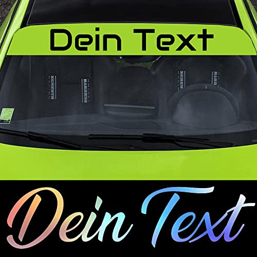 Sonnenblendstreifen Wunschtext mit ABE Visier Windschutzscheibe Sonnenblende Banner Dein Text in Farbe und Hologramm (Cut out Text)