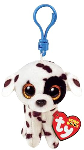 Ty Anillo Porta Llaves Beanie Boos Clips-Perro Dálmata-Luther-Blanco y Negro-con Ojos Dorados Glitter-El Peluche con Ojos Grandes brillantes-12 cm-35254, Multicolor, T35254