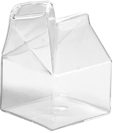 Taza de Cristal de Leche de 250ml, Taza de Cristal de Agua de Leche de Café Transparente con Forma de Casa Bonita Jarra de Espuma de Leche Vertedor Contenedor de Cartón