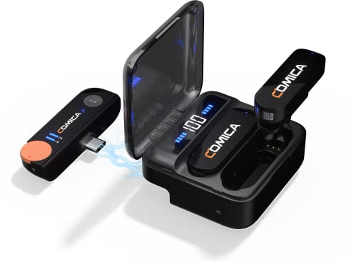 COMICA Vimo S UC Wireless Lavalier Mikrofon USB C für Android Handy iPhone 15, Ansteckmikrofon Kabellos mit 200M Reichweite, 48kHz/16bit Hi-Fi Audio, 15H Dauer, Kabelloses Mikrofon für Vlog YouTube