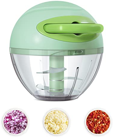 RYKKZ Multifunktions-Mini-Knoblauchhacker - Schnell und einfach zu reinigen - Perfekt zum Hacken von Gemüse, Nüssen, Fleisch und mehr - Niedlicher handbetriebener Lebensmittelprozessor.