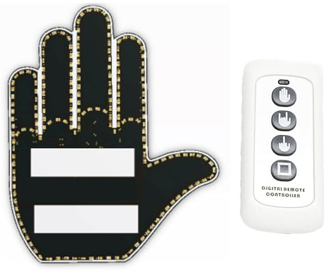 Fulluky Auto Finger Licht mit Fernbedienung - LED Mittelfinger Gesten Lichter, Hand Straße Wut Zeichen mit 3 Gesten für Männer Frauen
