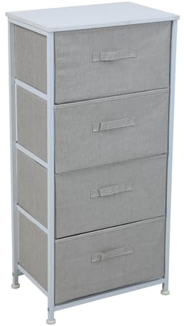 SVITA NELJA Schubladenschrank Ordnungssystem Regal Metall mit Stoff-Boxen Metall-Regal Weiß/Grau
