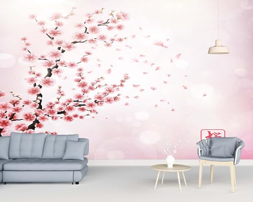 Fototapete Rosa Sakura 400x280 cm Vliestapete 3D Wandtapete Moderne Wanddeko Wand Dekoration Wohnzimmer Schlafzimmer Büro Flur Mauer