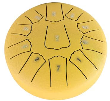 summina Zungentrommel aus Stahl Handpan-Trommel Zungentrommel Schlagzeug Zungentrommel aus Stahl, 6 Zoll, 11 Noten, D-Taste, Schlaginstrument, tragbare Balsamtrommel mit Trommelschlägeln für