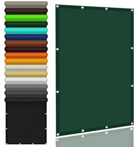Vela Ombreggiante Quadrata 5 x 10 m Pes Protección Rayos UV Vele Ombreggianti Impermeabile con Corda di Fissaggio per Patio, Pergola, Cortile, Verde Scuro