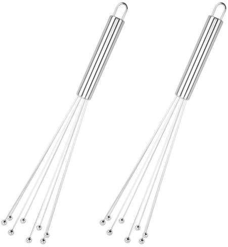 2 Pieces Stainless Steel Ball Whisk Wire Egg Beater Stainless Steel Ball Whisk Wire Egg Beater for Cooking Blending Whisking Beating Stirring (9.84in)