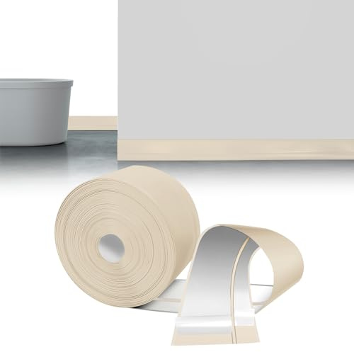 LIHIQIYA 3 m Self-Adhesive Soft Skirting Board, Beige, PVC Skirting Board, Flexible Baseboard, Suitable for Kitchen and Bathroom, Self-Adhesive PVC Corner 50 x 20 mm
