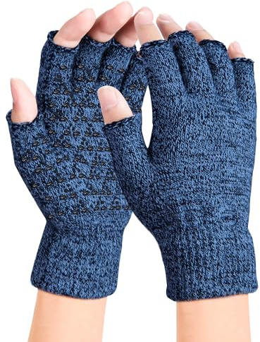 Winter Rutschfester Fingerlose Handschuhe, Thermisch Half Finger Handschuhe, Anti-Rutsch Sporthandschuhe Fingerhandschuhe Warme Dehnbare Strickhandschuhe für Herren Damen
