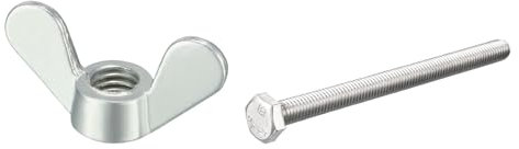 sourcing map M6 Wing Nuts Butterfly Nut Silver Tone 10pcs and M6x80mm Hex Bolts Hexagon Screw Bolt 5pcs