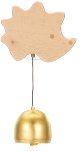 PATIKIL Timbre de Mercaders, Timbre de Puerta de Madera con Campanillas de Metal en Forma de Erizo con Ventosa para la Apertura de Negocios al Entrar en la Decoración