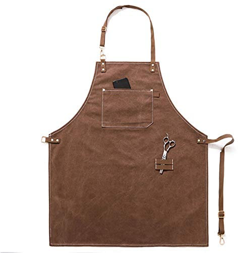 Schreiner Schürze, Heavy Duty Workman Schürze, Schürzen for Männer, Arbeitsschürze aus Segeltuch, Werkstatt-Werkzeugschürze mit verstellbaren Trägern for Friseur, Küche, Gärtner, Café(Yellow)
