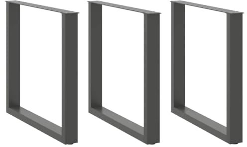 vidaXL Pieds de Table à Manger en U 3 pièces Anthracite 80 x (72-73) cm Acier