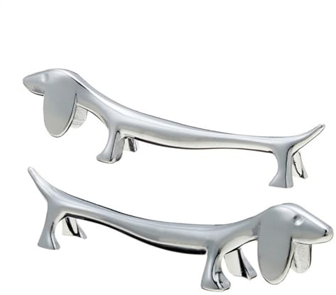 Paquete de 4 soportes para palillos de acero inoxidable – 9 x 2,5 cm – Bonito soporte para palillos de perro para cubiertos, cubiertos, cuchillos, tenedores, cucharas, vajilla de cocina para uso