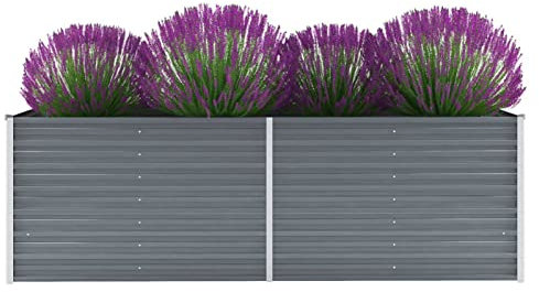 LAPOOH Garten-Hochbeet Verzinkter Stahl 240x80x77 cm Grau, Palettenrahmen, Hochteich, Gemüsebeet, Kräuterregal Balkon, Blumenbeet, Kräuterspirale, Tomatenbeet, Pflanzhochbeet - 44840