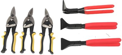 Lfhelper 6tlg Falzzange Blechschere Set, 0° 45° 90° Abkantzange/Blechschere | links- rechts- geradeschneidend Blechschere Set, für Schneiden und Biegen von Blechen