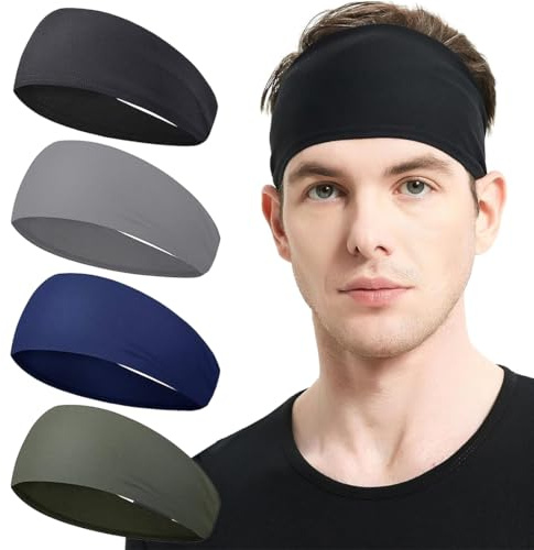 Fascia antisudore fronte, 4 Pcs Fascia per Capelli Elastico Headband Fasce da Corsa per Uomo Donna, Fasce Sportive Elastiche Sportive Fascette Antiscivolo, Adatto per Corsa, Yoga, Fitness, All'Aperto