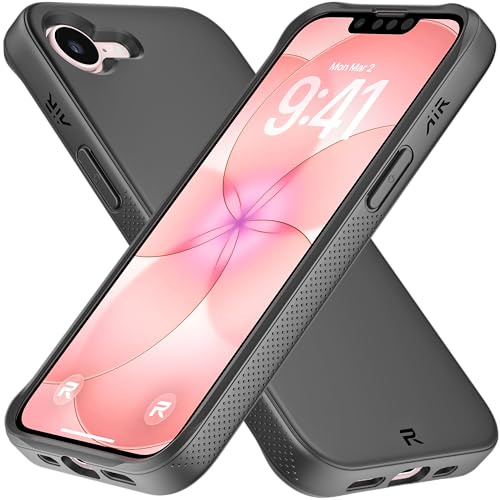 REBEL Air Case for iPhone 16e [Air² Series] Compatible with MagSafe, Strong Magnets, Grippy Sides, Slim & Lightweight TPU Cover, Protective Corners, Raised Lens Ring, 6.1 Inch Phone 2025 (Black)