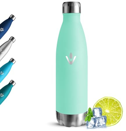 Grsta Gourde Isotherme, Gourde 500ml Sans BPA, Réutilisable Gourde Inox, 24h Froid et 12h Chaud, Bouteille d'eau en Acier Inoxydable, Anti Fuite Bouteille Isotherme pour Enfant, Camping, Voyage