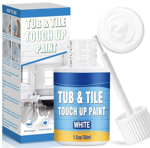 Tub and Tile Paint, White Touch Up Pen for Countertops, Repairs Bathtub, Sinks, and Appliances, Porcelain Paint for Any Scratches Spots (White)