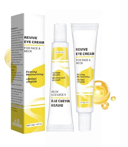 Crema de ojos Revive, 40 g, antiarrugas, piel lisa, contra ojeras e hinchazón, promueve la luminosidad, reafirma e hidrata, para cara, cuello y ojos (2 unidades, talla única)
